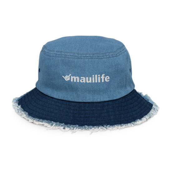 Maui Life Distressed Denim Bucket Hat